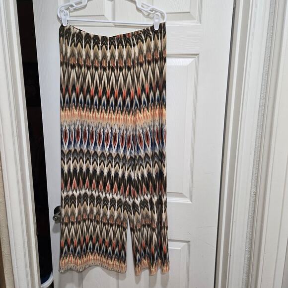 Chicos pants womens size large 2 orange blue palazzo pullon wide leg psychedelic - Picture 7 of 8